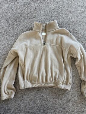 Abercrombie & Fitch Beige Half-Zip Fleece Pullover